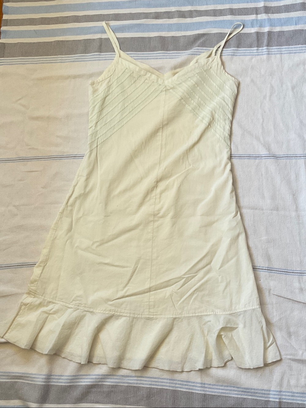 Pale yellow Ruffle-Hem Mini Dress